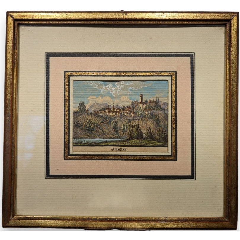 Gravure aquarellée "Aubonne"