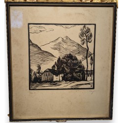 Engraving entitled ‘Ollon’, signed FAY