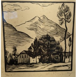 Engraving entitled ‘Ollon’, signed FAY