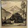 Engraving entitled ‘Ollon’, signed FAY