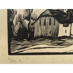 Engraving entitled ‘Ollon’, signed FAY