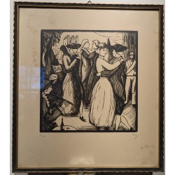 Engraving entitled ‘Bal’, signed FAY
