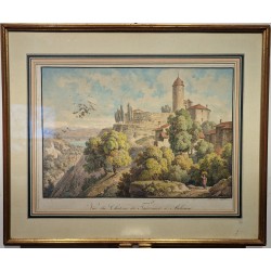 Watercolour engraving ‘Aubonne’ by BOURGEOIS