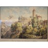 Watercolour engraving ‘Aubonne’ by BOURGEOIS