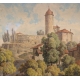 Gravure aquarellée "Aubonne" par BOURGEOIS