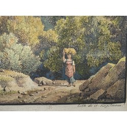 Watercolour engraving ‘Aubonne’ by BOURGEOIS