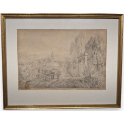 Dessin "Village de la Côte" signé MEILIGENCE