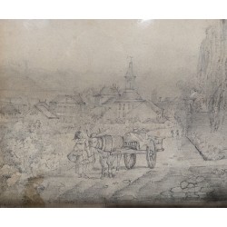 Dessin "Village de la Côte" signé MEILIGENCE