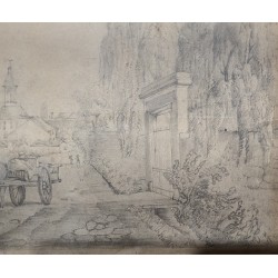 Dessin "Village de la Côte" signé MEILIGENCE