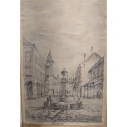 Dessin "Morges" signé L. IMERSIN