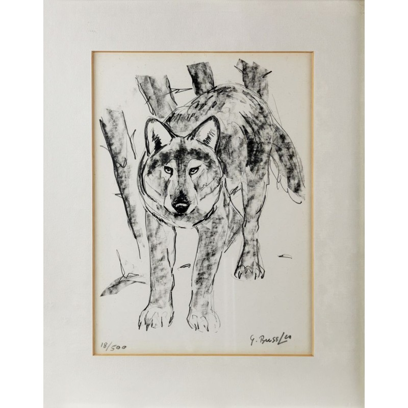 Engraving entitled ‘The Wolf’, signed G. BRESSLER