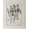 Engraving entitled ‘The Wolf’, signed G. BRESSLER
