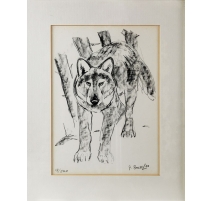 Gravure "Le loup" signée G. BRESSLER