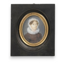 Portrait miniature Dame à la collerette fraise