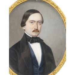 Portrait miniature Gentilhomme en redingote noir