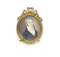 Portrait miniature Gentilhomme à la cravate blanch