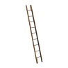 Retractable bookcase ladder in brown leather