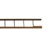 Retractable bookcase ladder in brown leather
