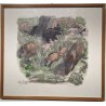 Engraving entitled ‘Wild Boars with a Magpie’, signed HAINARD