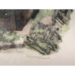 Engraving entitled ‘Wild Boars with a Magpie’, signed HAINARD
