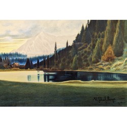 Dessin "Lac de montagne" signé W. SCHAUFELBERGER