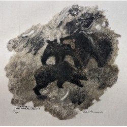 Engraving entitled ‘Mother Bear and Her Cubs’, signed HAINARD