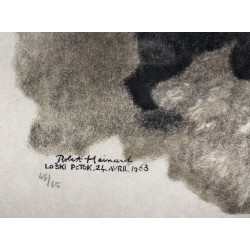 Engraving entitled ‘Mother Bear and Her Cubs’, signed HAINARD