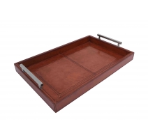 Plateau rectangulaire HARPER en cuir vintage