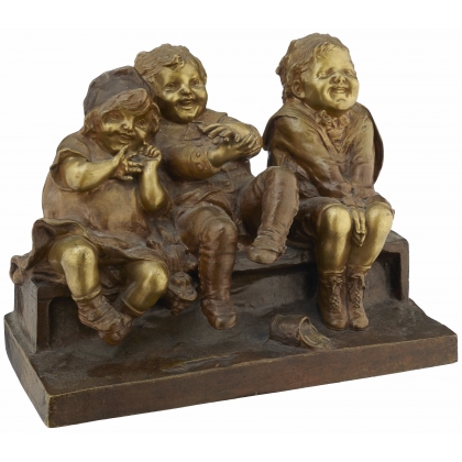 Bronze "Trois bambins" signé JUAN CLARA