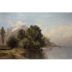 Tableau \"Le Bouveret\" signé N. LEMAITRE