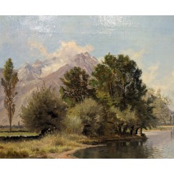 Tableau \"Le Bouveret\" signé N. LEMAITRE