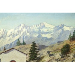 Tableau \"Les Mischabels\" signé E. DEVAUD