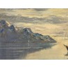 Tableau \"Barque sur le Léman\" signé G. PEITREQUIN