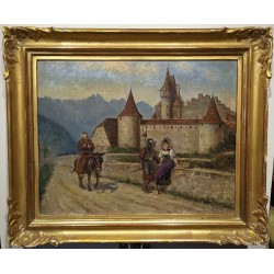 Tableau \"Chateau d\'Aigle\" signé L. ROTH