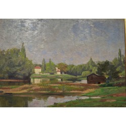 Tableau \"Paysage\" signé SILVESTRE