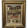 Tableau \"Cour intérieure\" signé D. DELGATO