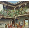 Tableau \"Cour intérieure\" signé D. DELGATO