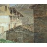 Aquarelle "Village de montagne" signé M. SOLARI