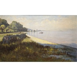 Tableau \"Saint-Prex\" signé J. GACHET