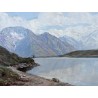 Tableau \"Lac de Betmer\" signé H.-E. HUGUENIN