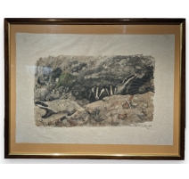 Gravure "Blaireaux" signée Robert HAINARD
