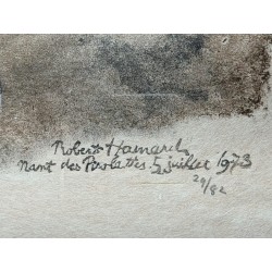 Engraving entitled "Badgers", signed by Robert HAINARD