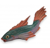 Poisson polychrome en bois sculpté