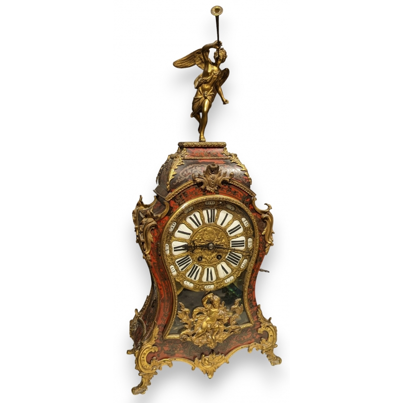 Pendule Boulle en écaille et laiton