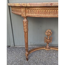 Louis XVI half-moon console table in gilded wood