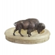 Vide-poche en onyx avec Bison en bronze