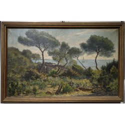 Tableau \"Paysage méditerranéen\" signé A POTTER