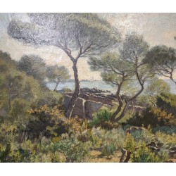 Tableau \"Paysage méditerranéen\" signé A POTTER