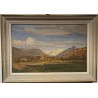 Tableau \"Plaine du Rhône\" signé S. DELAPEINE