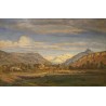 Tableau \"Plaine du Rhône\" signé S. DELAPEINE